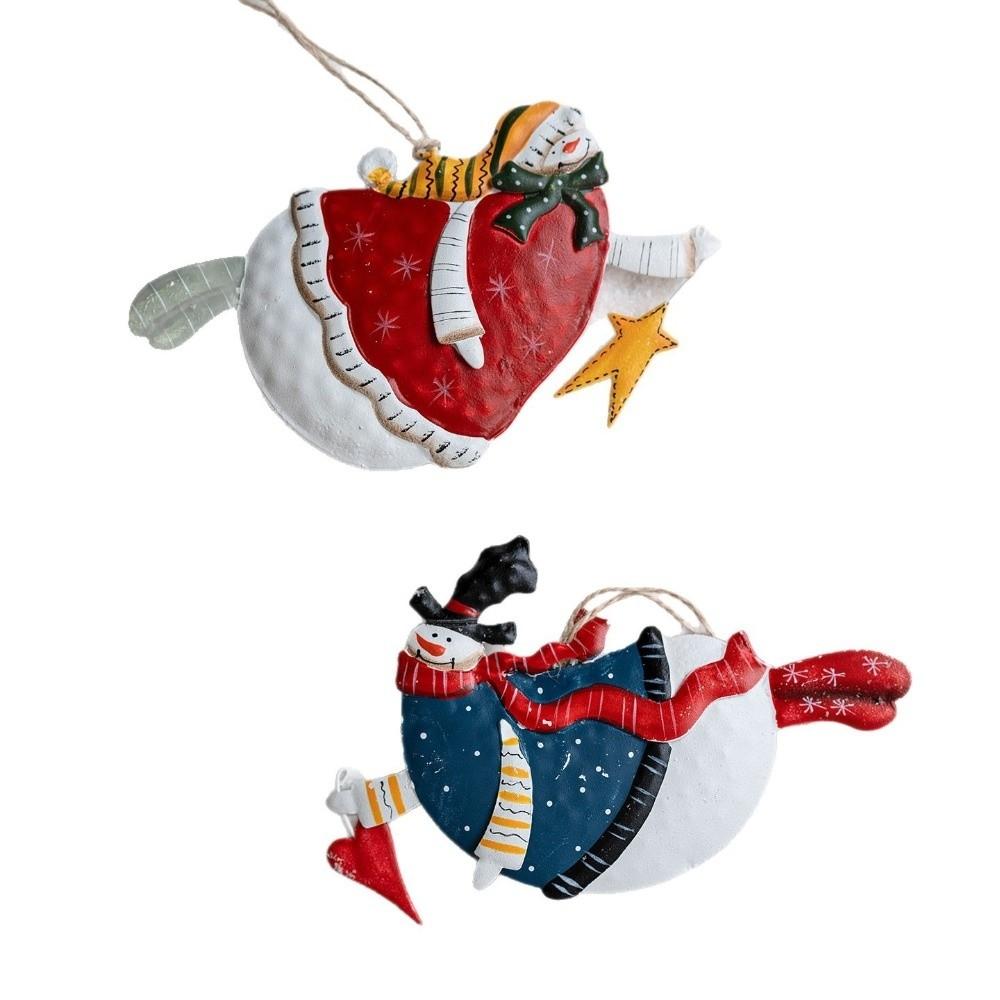 Cartoon Xmas Tree Embellishment Retro Metal Christmas Decorations Xmas Tree Hanging Pendant