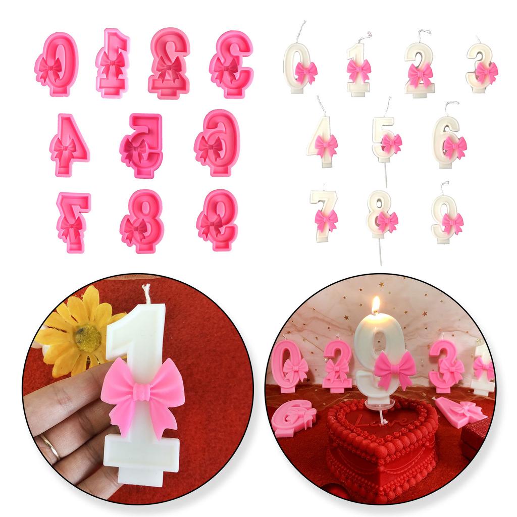 Bowknot Baking Molds Bow Number Silicone Mould Handmade Epoxy Resin Casting Molds DIY Cake Chocolate Decorating Tool