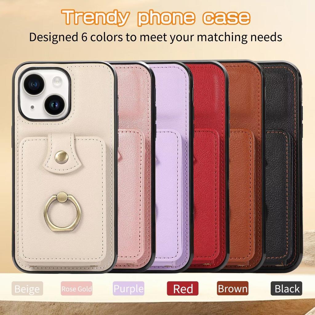Applicable to iphone15 crossbody organ ring card bag mobile phone case 15pro multi-card all-inclusive bracket case
