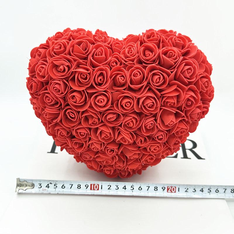 25cm Heart-Shaped Transparent Gift Box with PE Foam Flowers for Valentine's, Qixi, Birthdays, or Christmas