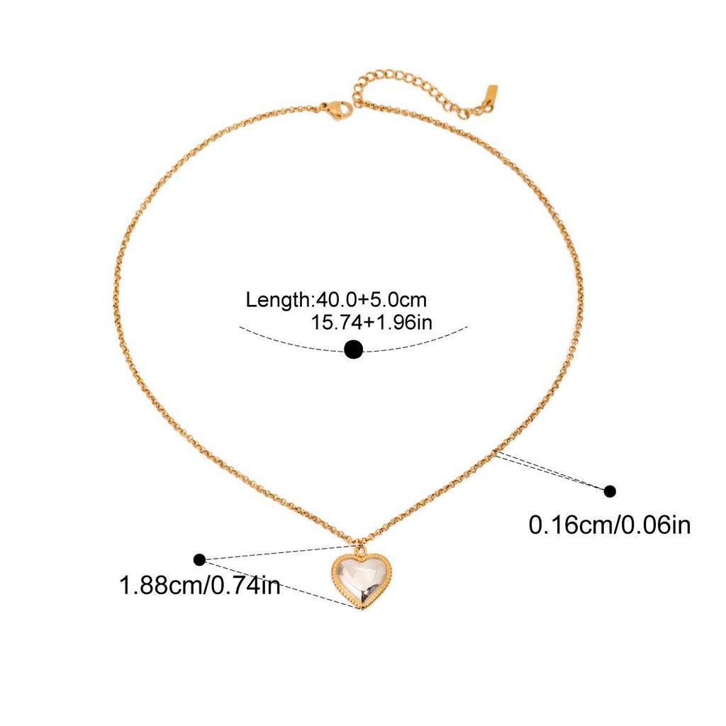 Yori Valentine's Day Gift Heart Love Romantic Pendant Necklace Stainless Steel Golden Collar Jewelry for Women