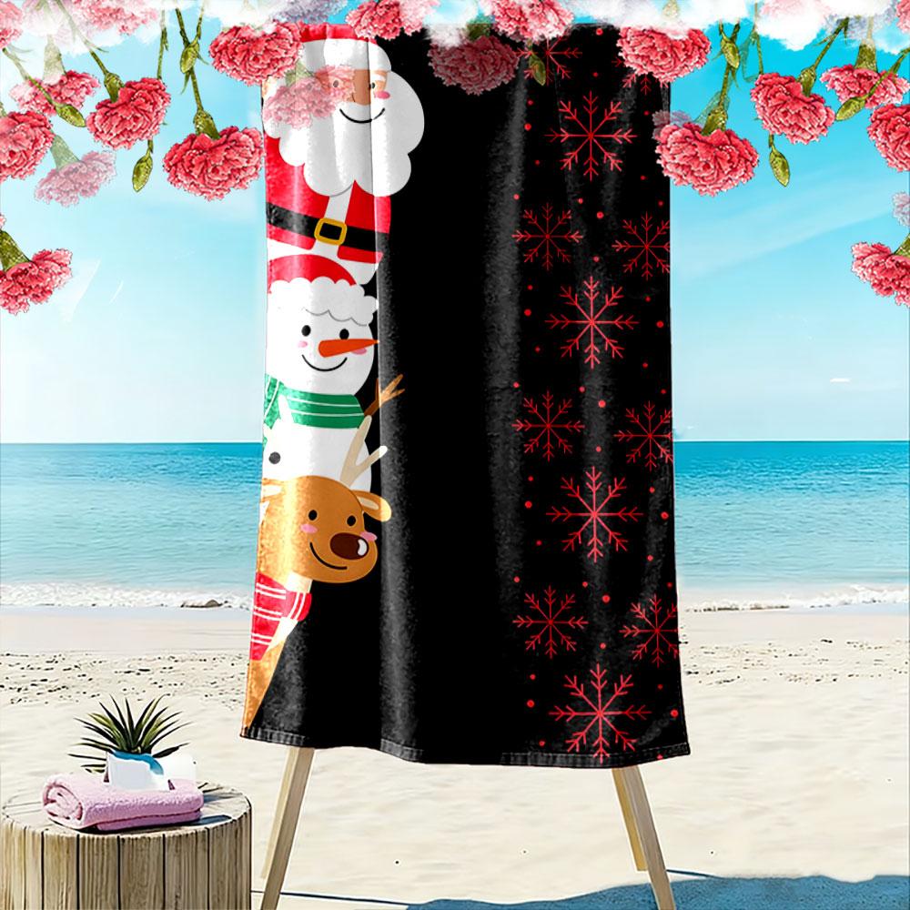 Joyful winter companions Print beach towel, quick drying, suitable for travel, outdoor sports, jogging, the beach and swimming, gift