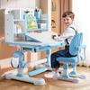 Scrivania e Sedia per Bambini Set, Set per Bambini Regolabile in Altezza con Libreria Cassetto Portaoggetti, Tavolo con Piano Inclinabile a 50 Gradi per Camera da Letto Bambini