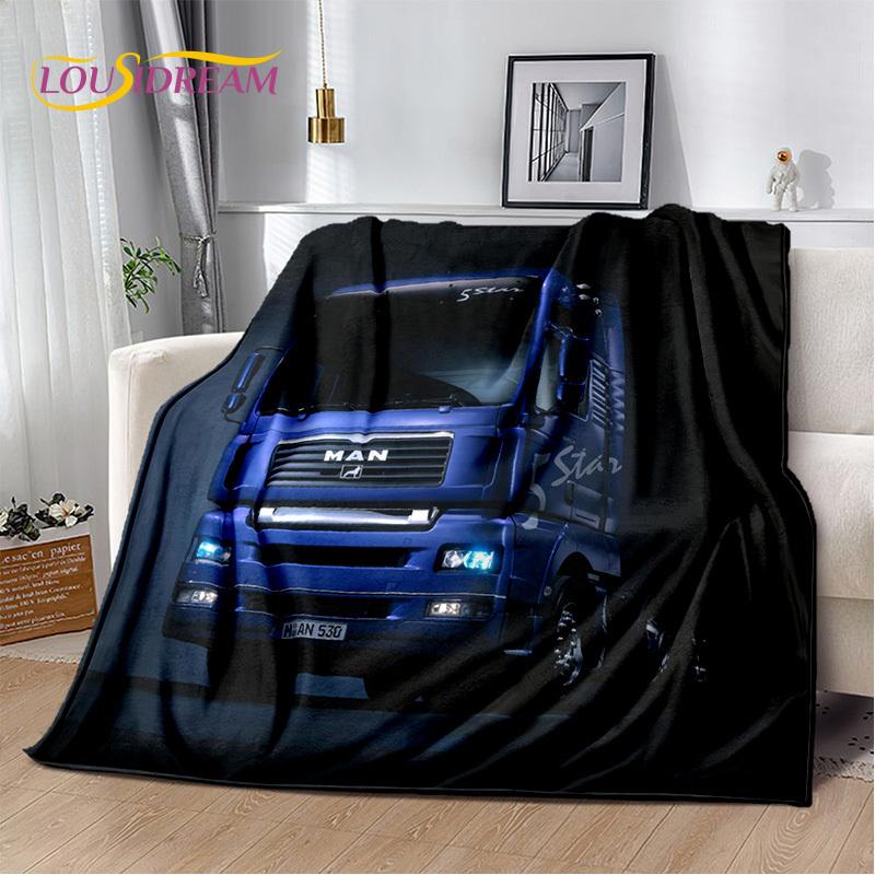 HD Man Truck Lorry 3D Printing Soft Flannel Blankets,Throw Blanket Comfortable Blanket for Picnic Beds Sofa Home Bedroom Gifts