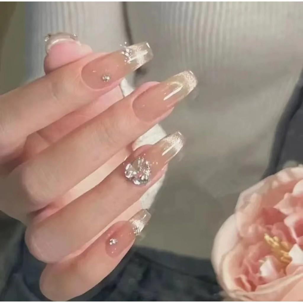 Hand Cats Eye Wearing Nail Art Water Diamond Nude Color Whitening Patch Nail