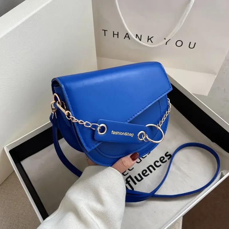 Einfarbige Satteltaschen für Damen, Clutches, Schultertaschen, luxuriöse Designer-Umhängetaschen