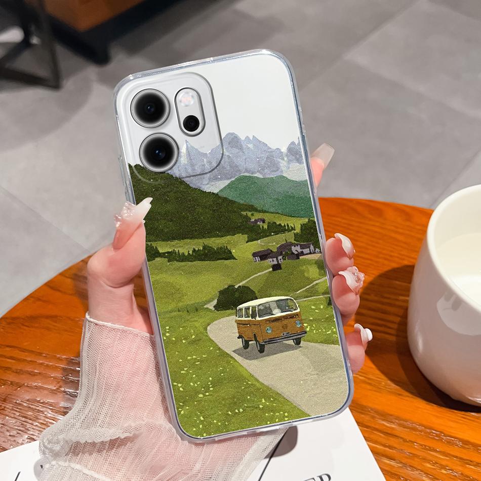 For Oppo Reno 14F 5G Phone Case Leisure Style Patterns Soft Silicone TPU Transparent Lightweight Cover For Oppo Reno14 F Capa