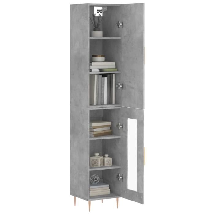 VidaXL Buffet haut Gris béton 34,5x34x180 cm Bois d'ingénierie 3199037
