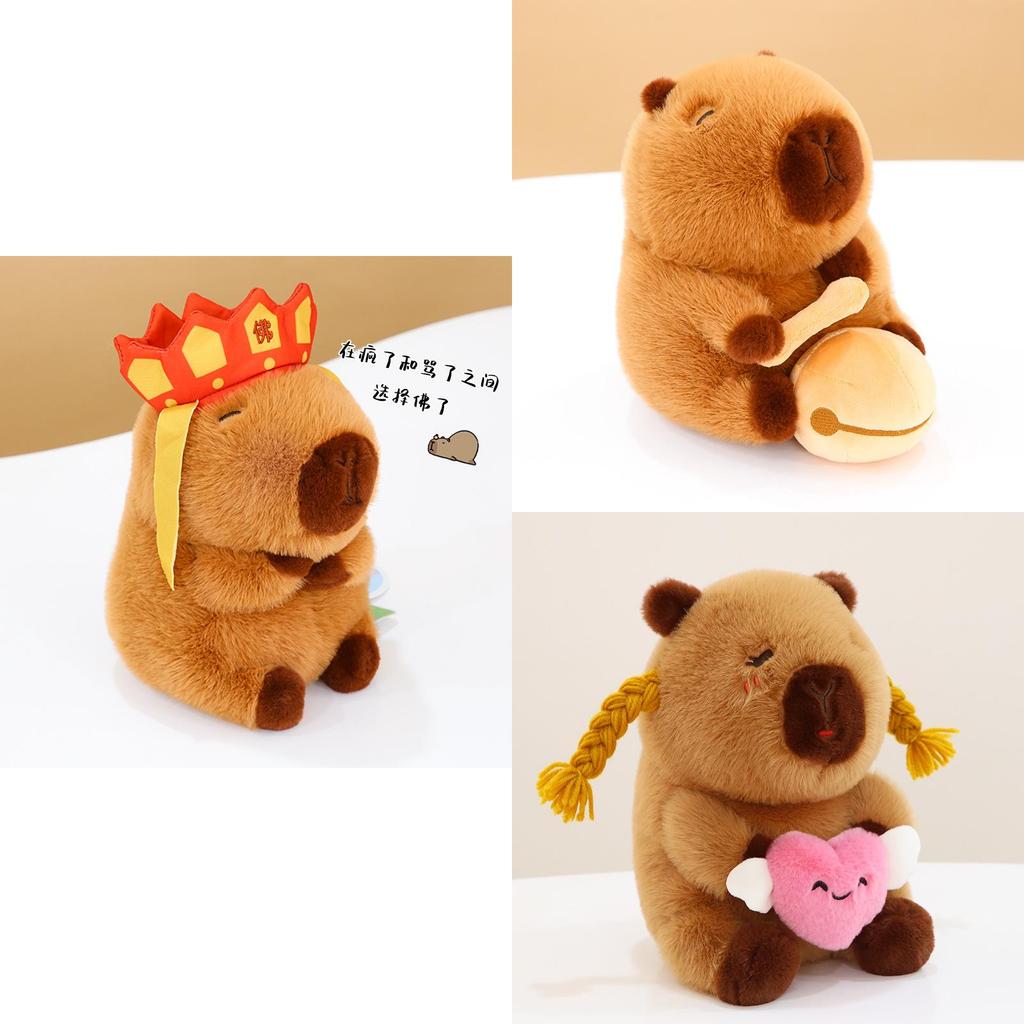 Cute Capybara Plush Doll Poet Tang Monk Style Soft Stuffed Animal Toy Gift Bag Pendant