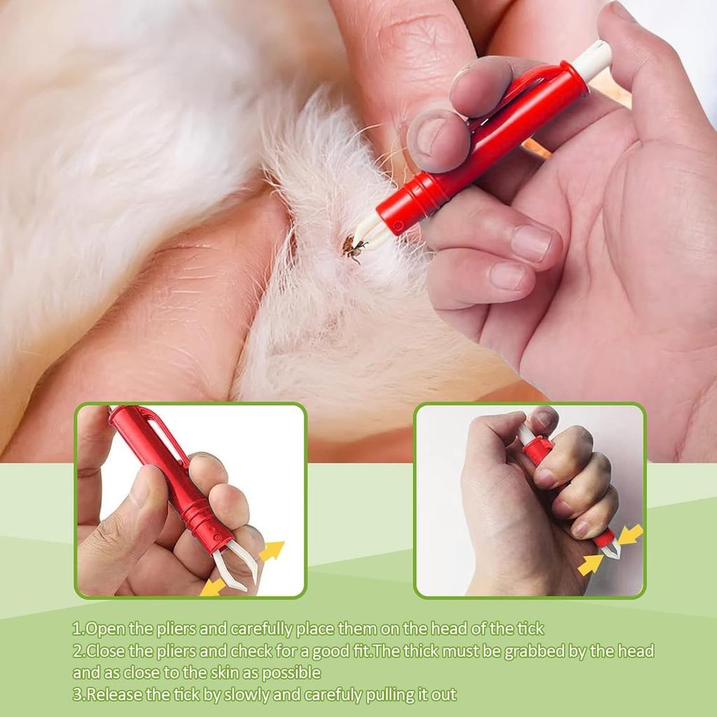 4pcs Flea Remover Hook Tick Removal Tweezer Ticks Pull Pet Cat Dog Accessaries Scratching Extractor Mite Tweezers Comb Louses P