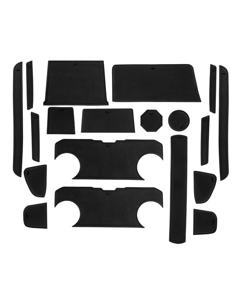 LANGBEAN Interior Rubber Mats for Suzuki Hustler Door Pocket Scratch and Noise Set MR92S/MR52S, Non-Slip Mats, Prevention, 19-Piece (Black)