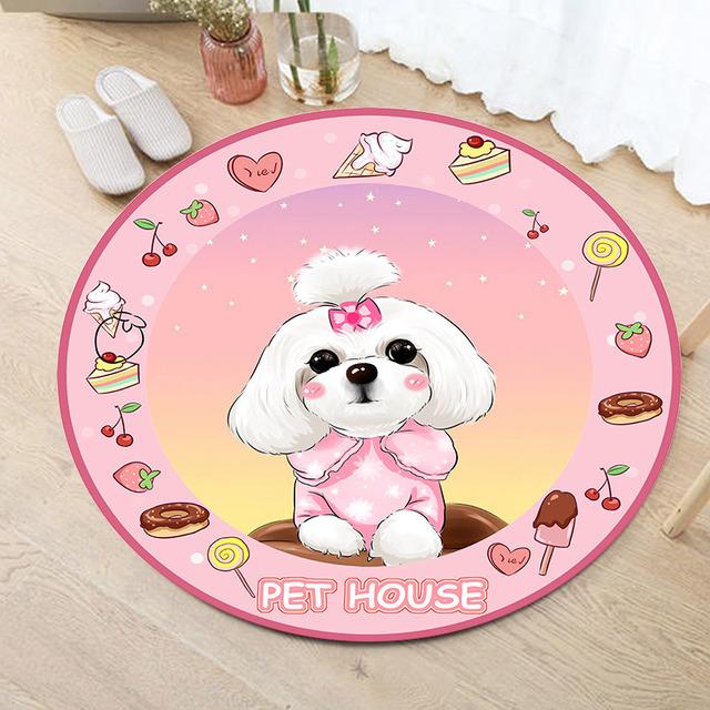 

Милый щенок круглый ковер компьютерный стул коврик подвесная корзина коврик принт мультяшный детский ползающий ковер украшение спальни 60cm