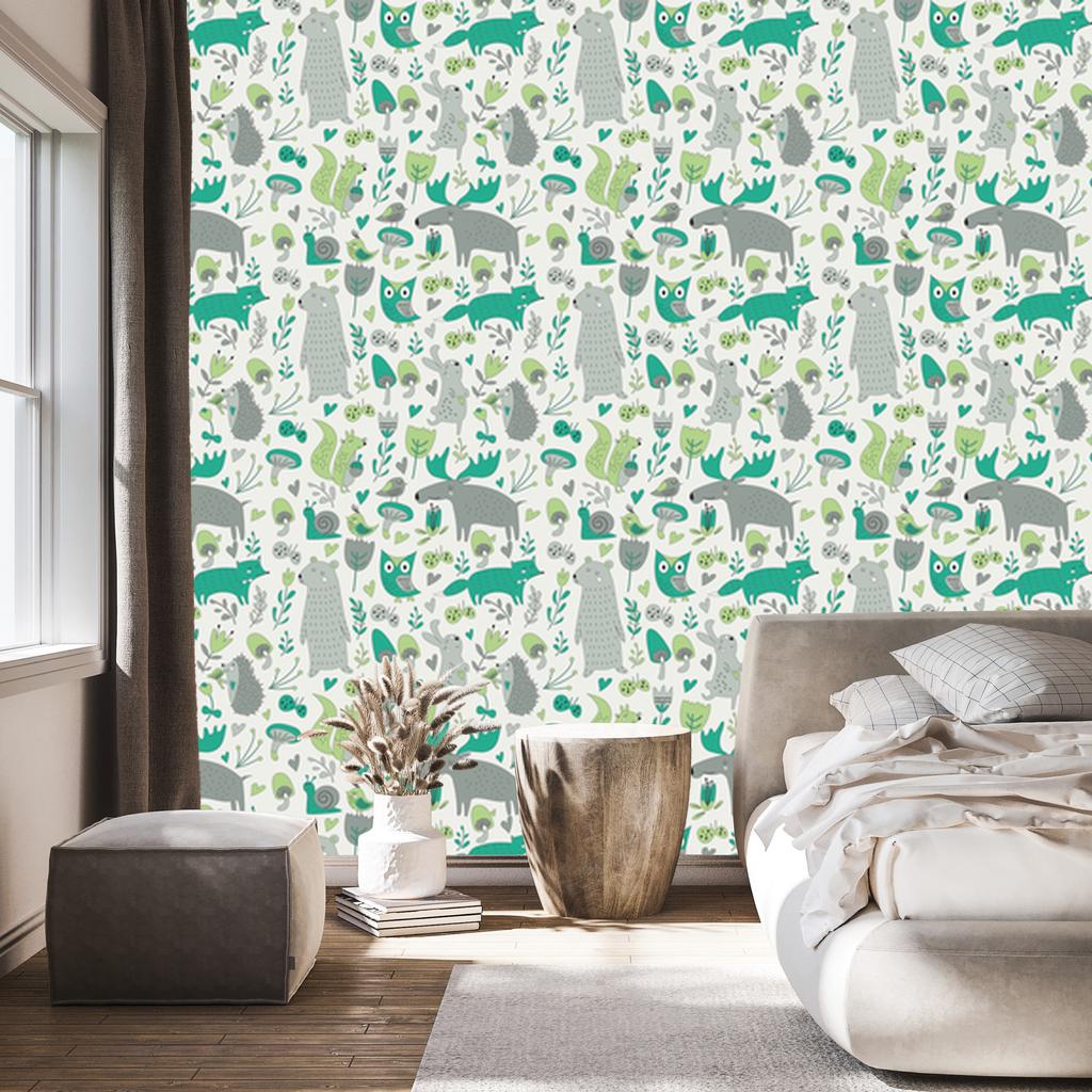 Forest Animals and Plants Wallpaper for Living Room and Bedroom 50x1000