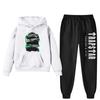 Womens Winter Casual Hooded Sweatshirt Pants Set With Print Loose Fit Streetwear
