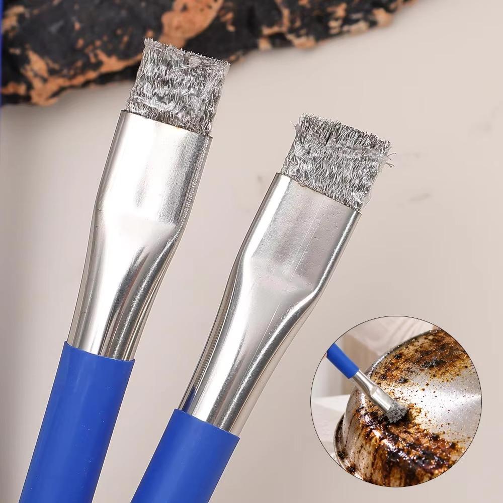 10/1PCS Kitchen Gas Stove Cleaning Brush Long Handle Double Ended Wire Brush Multi-functional Rust Grease Stain Cleaning Brush