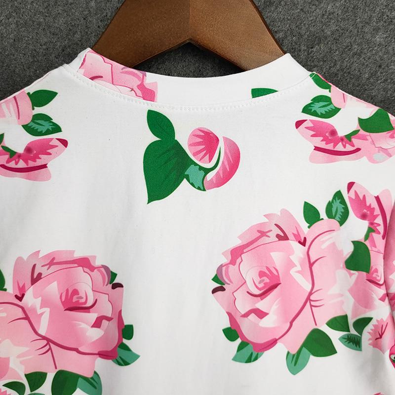 Édes lányok nagy virágos pólók divat nyári gyerekek felsők pólók aranyos nyomtatott pólók nyakú gyermek pólók