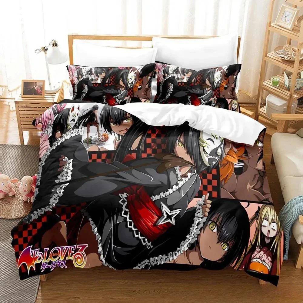 New To Love Ru Bedding Set Cartoon Anime  two&three-piece set Adult Kid Bedroom Duvet cover Sets 3D Print Kawaii Anime Girls