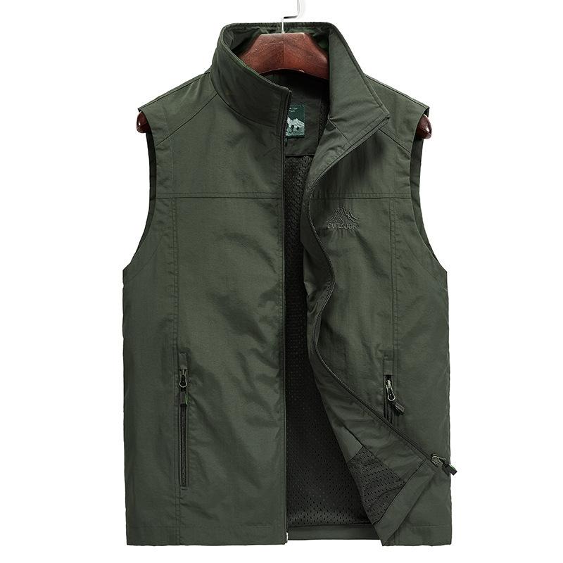 Vest Men's Middle-aged and Elderly Spring and Autumn Thin Jacket Outdoor Sports Quick-drying Vest Casual Breathable Large Size Vest