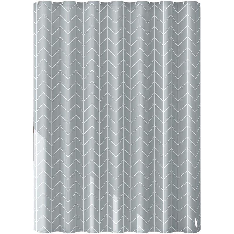 Handun Striped Waterproof PEVA Shower Curtain Set