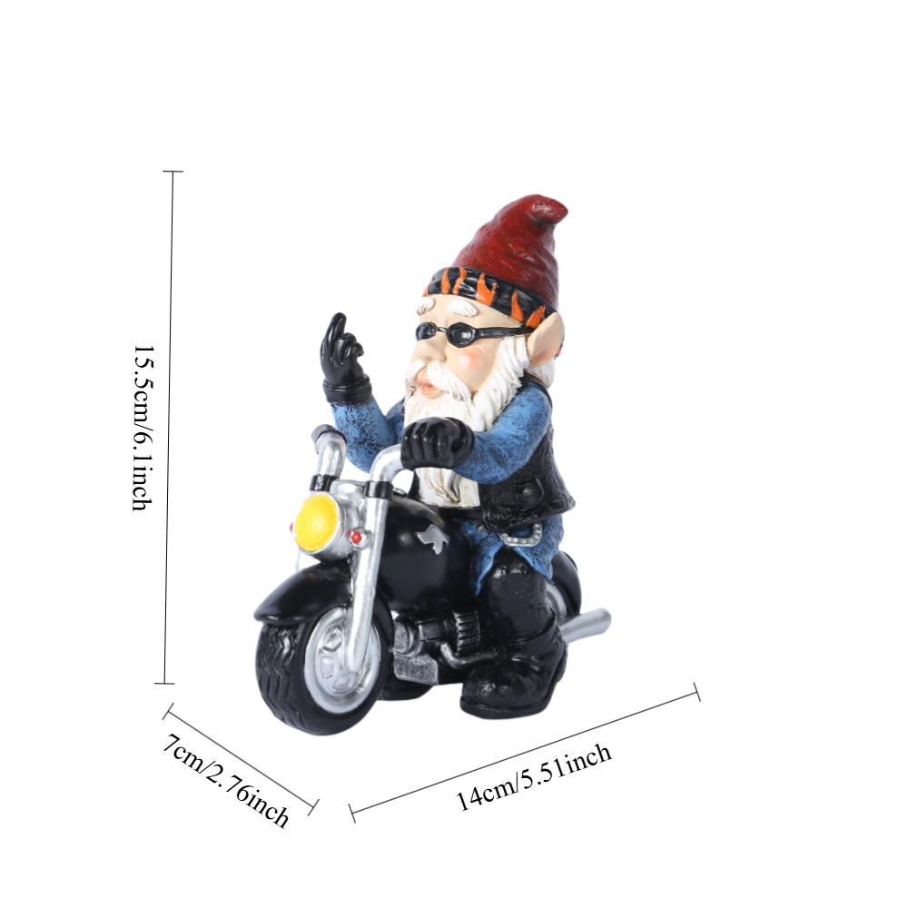 Забавная статуэтка гнома-байкера со средним пальцем, озорной гном на мотоцикле, скульптура, украшение для дома, сада, газона, изделия из смолы