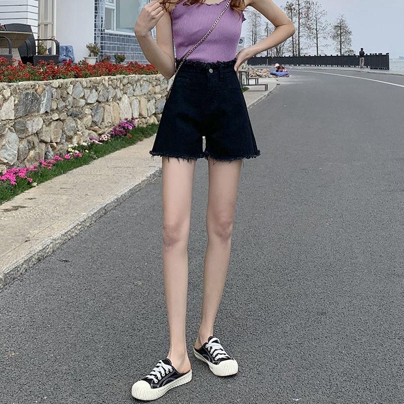 

Летние брюки Классика и минимализм Мода Универсальные ретро женские летние шорты с высокой талией Тонкие свободные из мешковины Sub Denim Индивидуальность и мода M чёрный