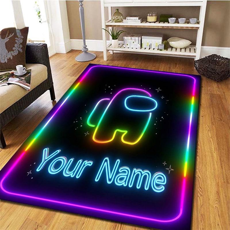 Among Us Custom Name Carpet Rug for Living Room Bedroom Home Sofa Decoration,Kids play Non-slip Floor Mat