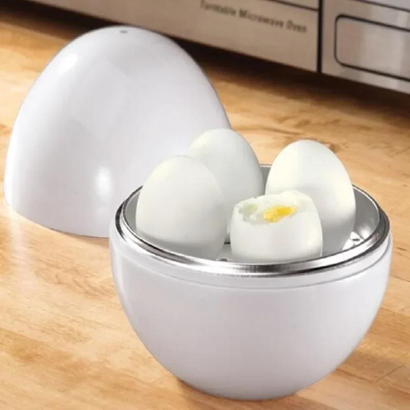 4 Egg Microwave Steamer Quick Cooker for Hard Soft Boiled Eggs Easy 5 Minutes Kitchen Tool Cooking Essential