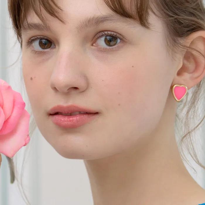 neon pink heart earrings