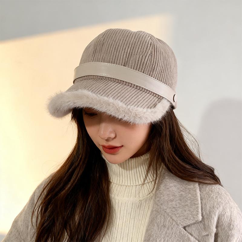 

Fisherman s hat children Korean version of corduroy versatile face small fashion cap men trend M（56-58cm） бежевый
