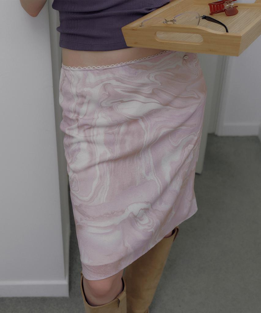 Teuwi Bling Print Elastic Waist Midi Skirt