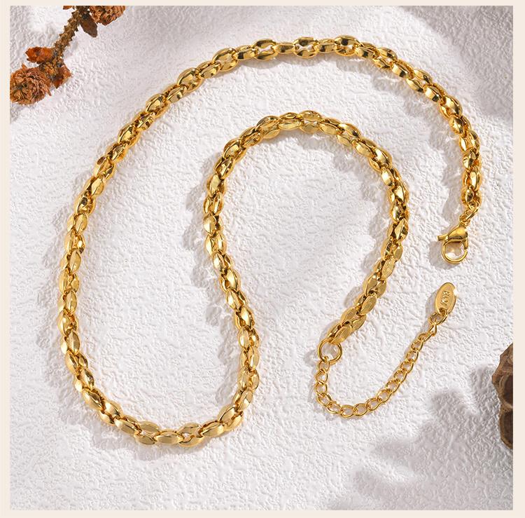 Chunky Link Necklaces for Women, Waterproof Gold Plated Statement Chain Necklace, Stainless Steel Minimalist Jewelry