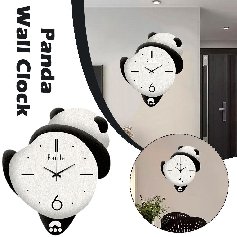 New Cute Panda Wall Clock Creative Silent Living Room Bedrooms Decorations Learning Nurseries Home Cartoon Clock Kids M2Y8