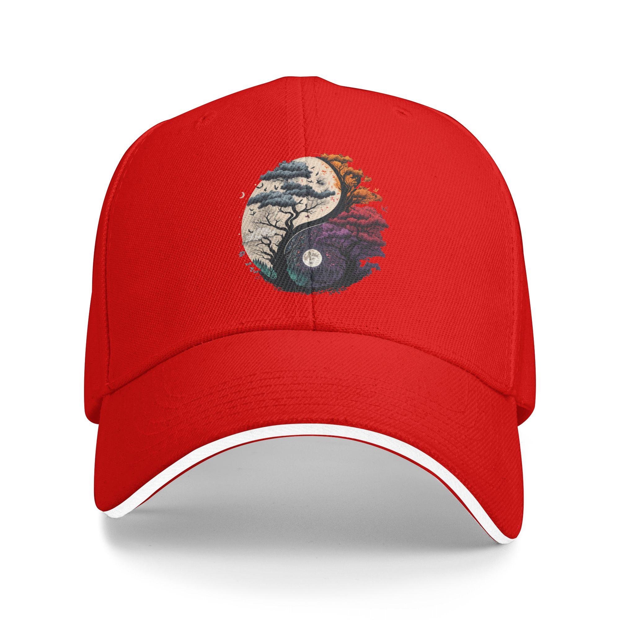 Harmony Feng Shui Taoist Yin Yang Balance symbol Sun Baseball Cap Summer Fashion Trucker Hat For Unisex Adult Outdoor Snapback Cap One Size