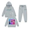 Kids' Long Sleeve Loose Pullover Letter Print Drawstring Hooded Sweatshirt Set
