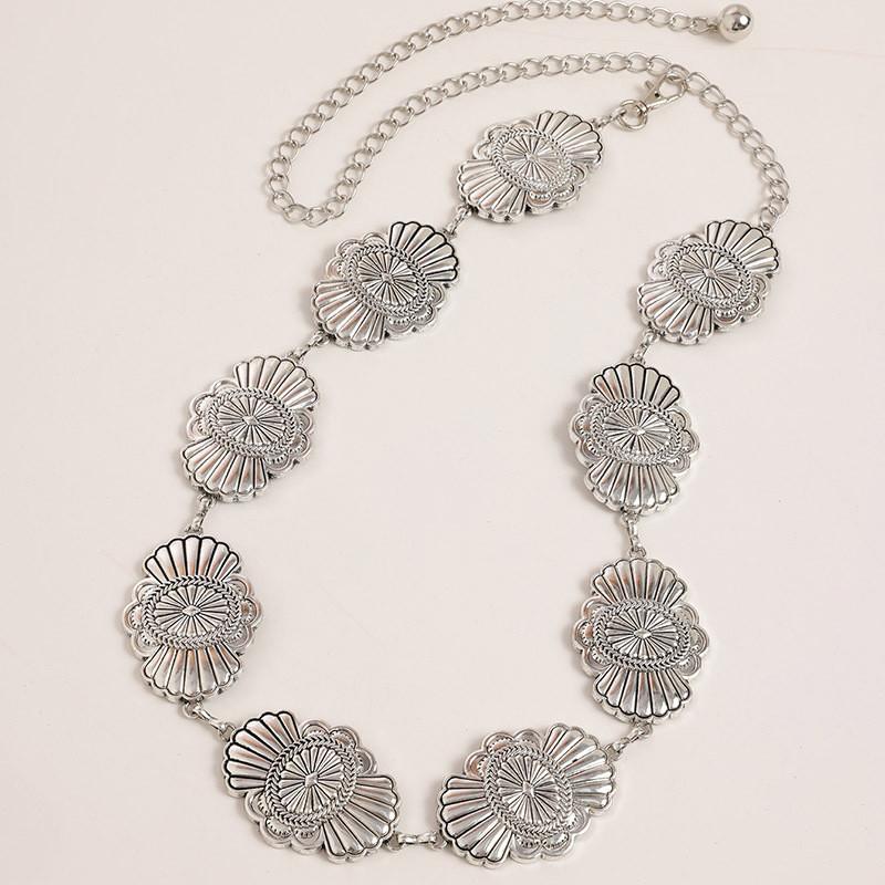 Retro Design Geometric Shape Metal Casual Waist Chain For Vintage Style Women Summer