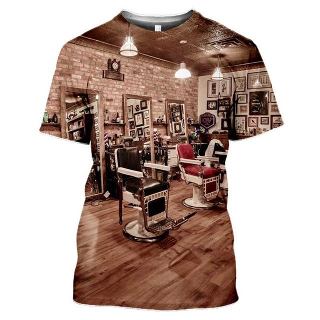 Barber Uniform Mode Schere Druck männer T Shirt Hip Hop Harajuku Übergroßen Kurzarm Sommer Trend Crew Neck Tees tops