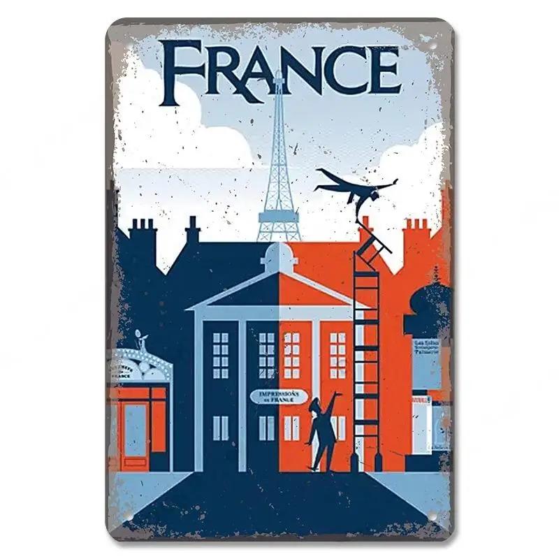 Famous City Landscape Posters Vintage Metal Signs Budapest Malta Sydney Tin Plate Retro Home Wall Art Decor Room Decoration