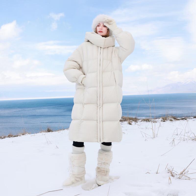 Women's Long 90% White Duck Down Puffer Jacket