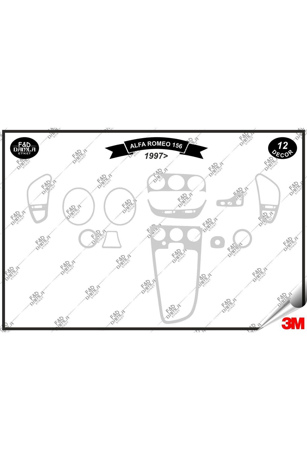 

Alfa Romeo 156 1997 Torpido Konsol Trim Göğüs Maun Kaplama Set 12 Parça Gümüş