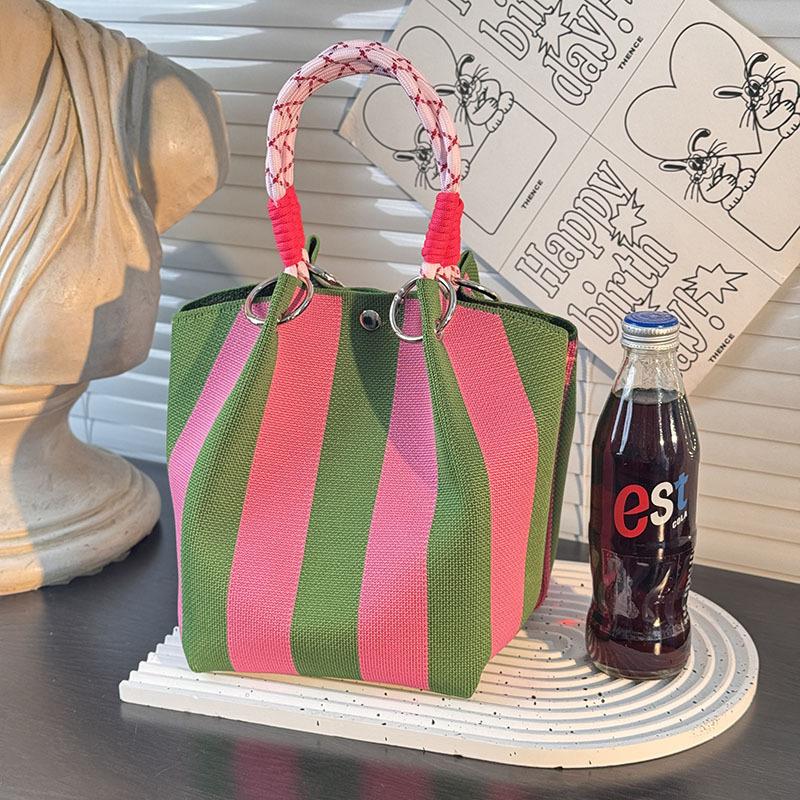 Market general knitted ring buckle bag portable work out large capacity handbag commuting small square bag storage bag
