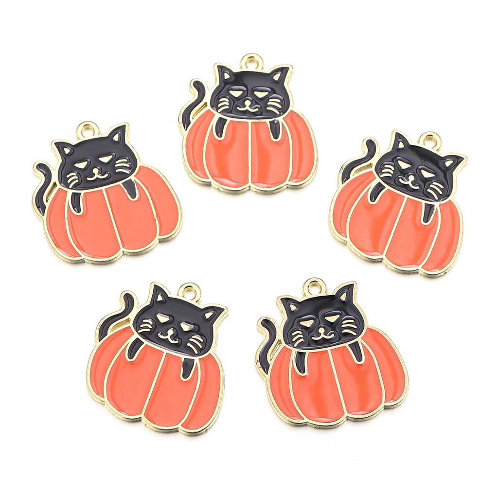 10pcs Halloween Charms Creepy Alloy Enamel Ghost Skull Pumpkin Bat Charms Pendants For DIY Jewelry Making Necklace Accessories