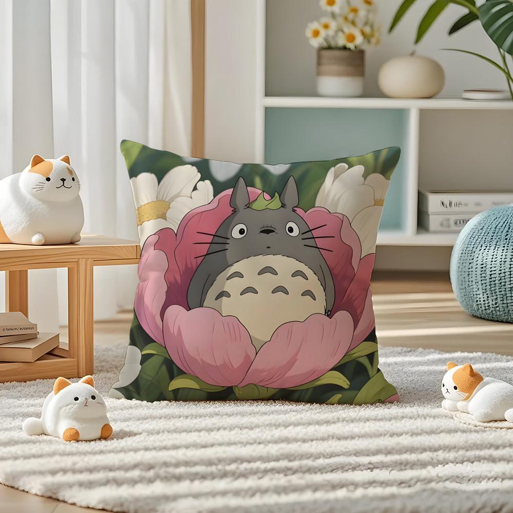 T-Totoro Pillow Case Silky Elegant Comfort Sofa Bed Invisible Zipper