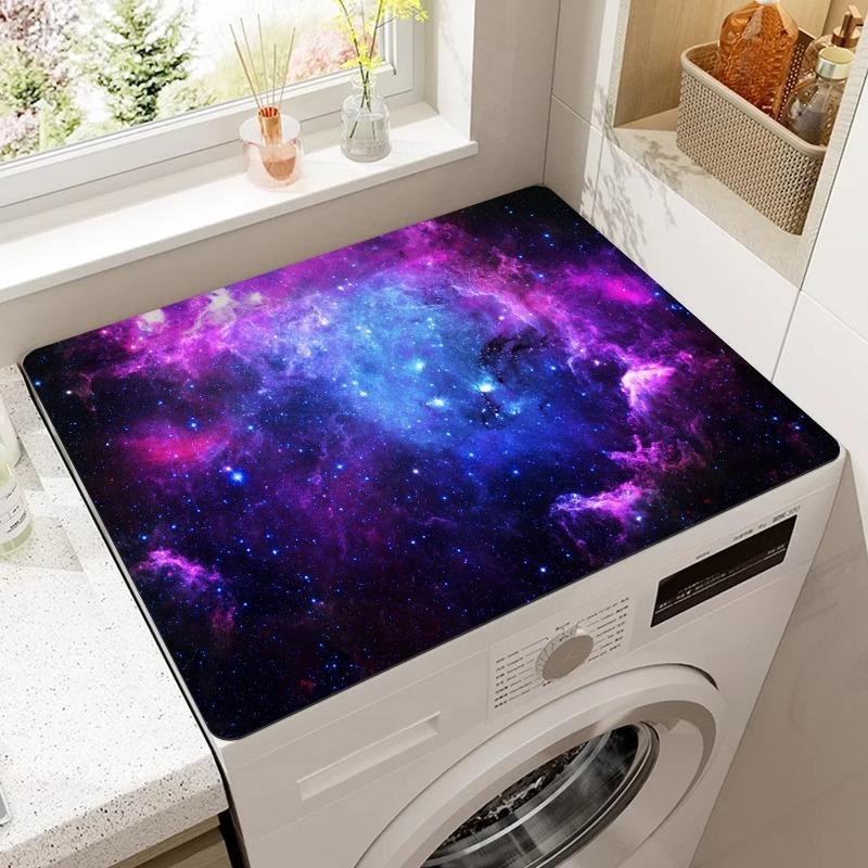 

Print Washing Machine Cover Diatom Mud Absorbent Coffee Machine Pad Colorful Non-Slip Kitchen Table Drain Pad Kitchen Apply 30x40cm