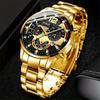 3pcs/set, Fashion Men's Business Watch, Casual Stainless Steel Quartz Wristwatch, Golden Necklace, Bracelet and Wristwatches Set