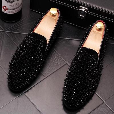 Summer Men's Overstep Leather Shoes Riveted Loafer Beanie Shoes Hair Stylist Men's Shoes  A9