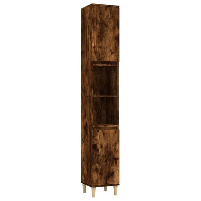VidaXL Armoire de bain chêne fumé 30x30x190 cm bois d'ingénierie 819793