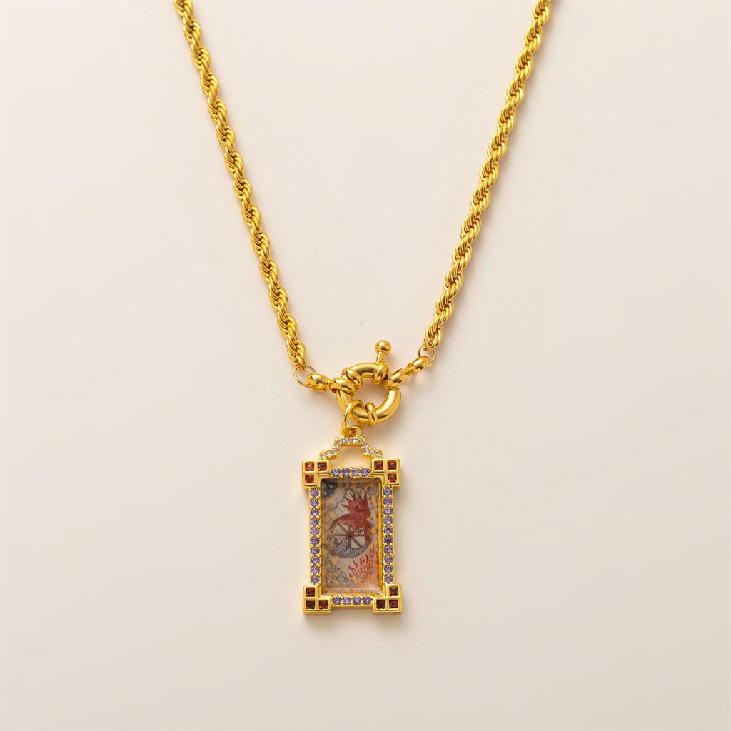 Bohemian Style, Generous Card, Tarot Card Necklace, Women's Sun, Moon, Demon's Eye Necklace, Gold-plated and Color Preserved