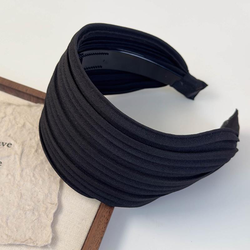 Korean-style Simple Wide-brimmed Striped Hair Clips and Headbands for Women   Hair BandsRetro High Cranial Top Pleated Headbands and Hair Accessories