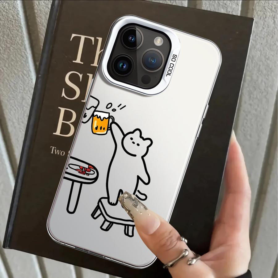 Funny Cat Clear Couple Paired Back Phone Cover Case for iPhone 17 Pro Max 16 11 14 XR XS Air 13 Pro 12 15 Plus