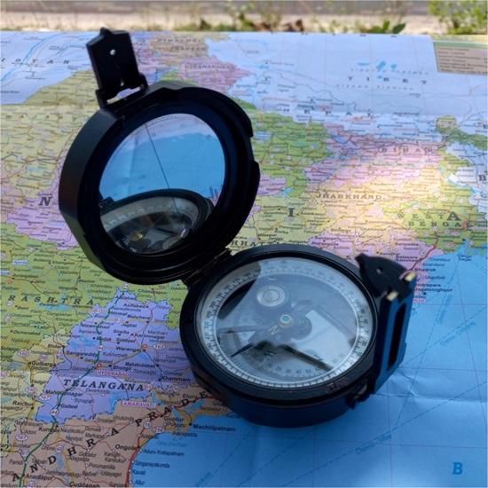 Aluminium Navigational Brunton Pocket Transit Compass With Leather Case